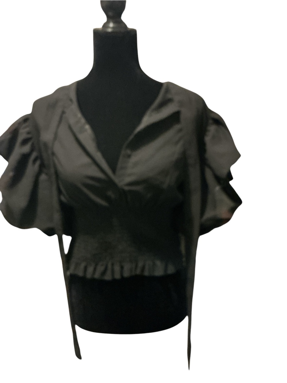 Live 4 Truth Black Puff-Sleeve V-Neck Crop Top
